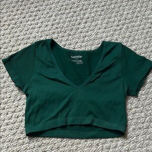 Garage Emerald Green Ribbed Crop Top